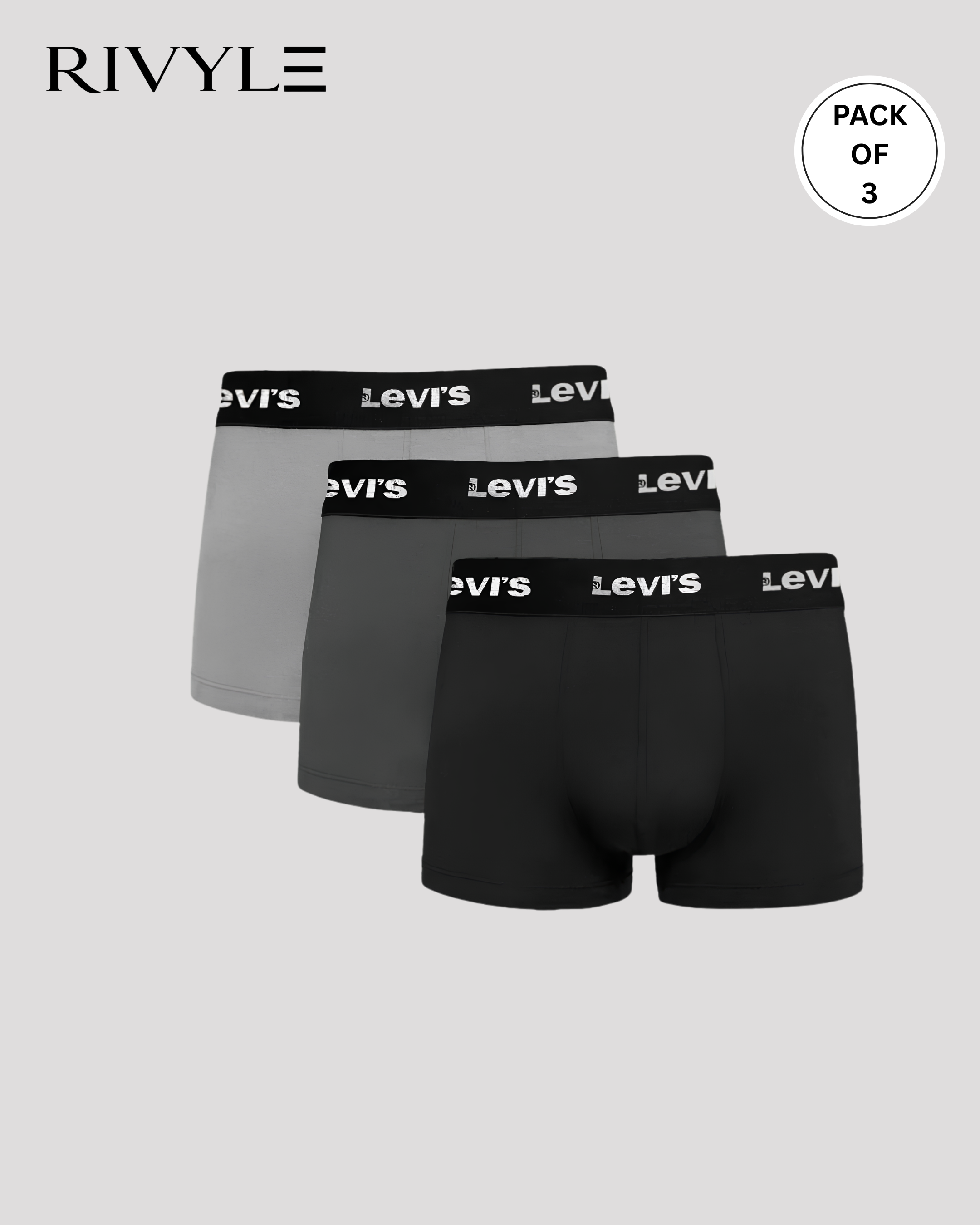 Rivyle Branded L-e-v-i-s Boxer (Pack Of 3)