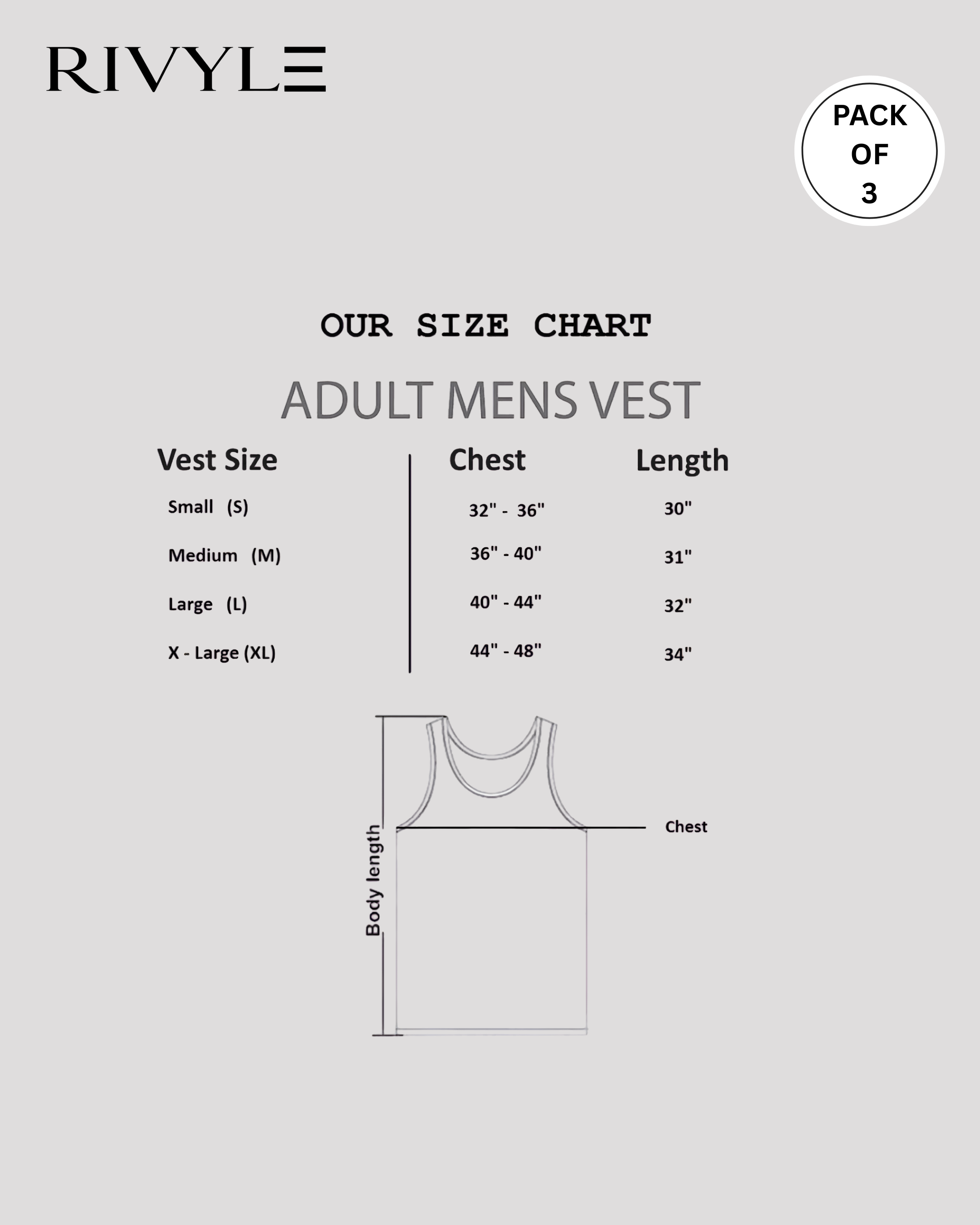 Rivyle Premium U-n-d-e-r A-r-m-o-u-r Vest (Pack Of 3)