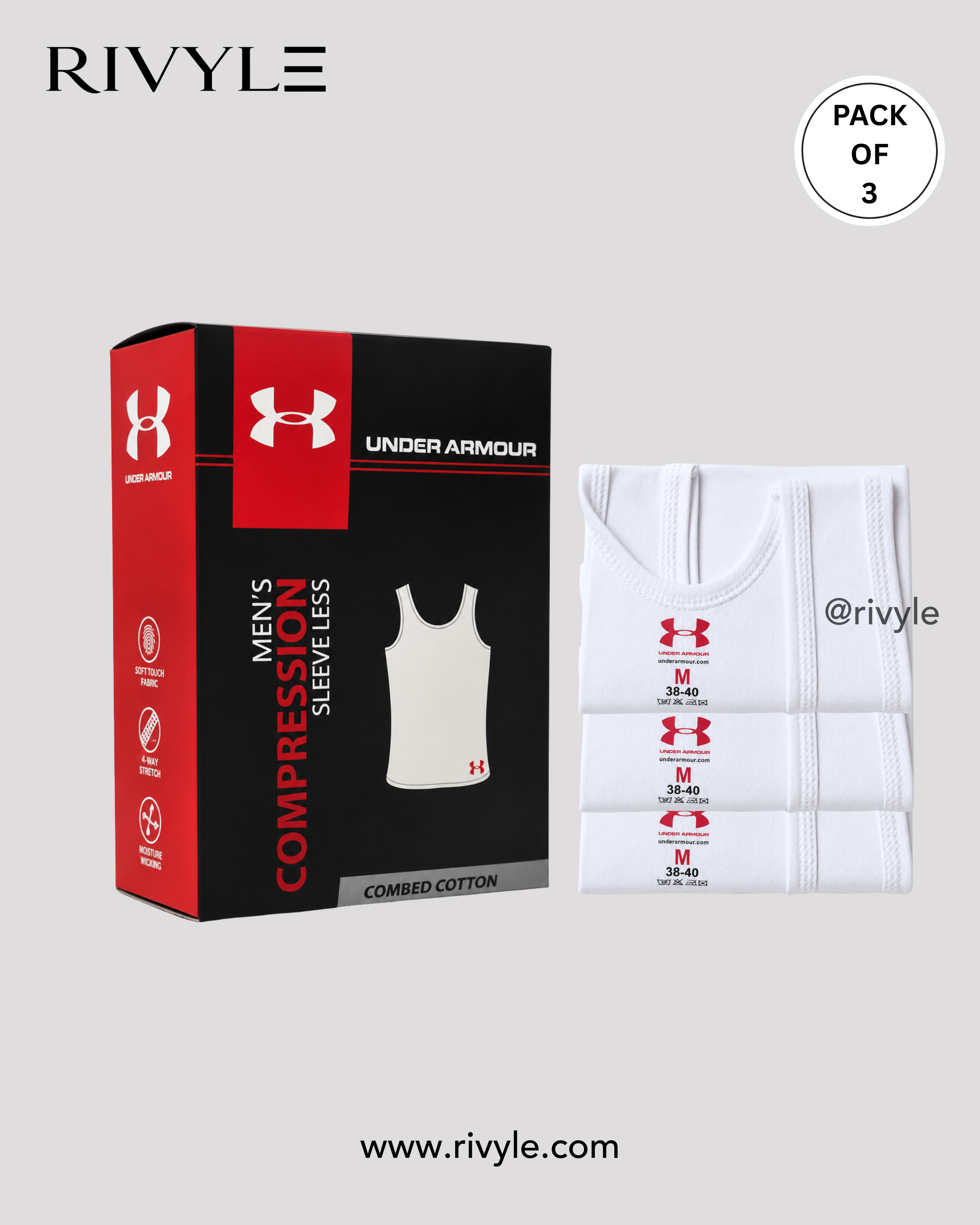 Rivyle Premium U-n-d-e-r A-r-m-o-u-r Vest (Pack Of 3)