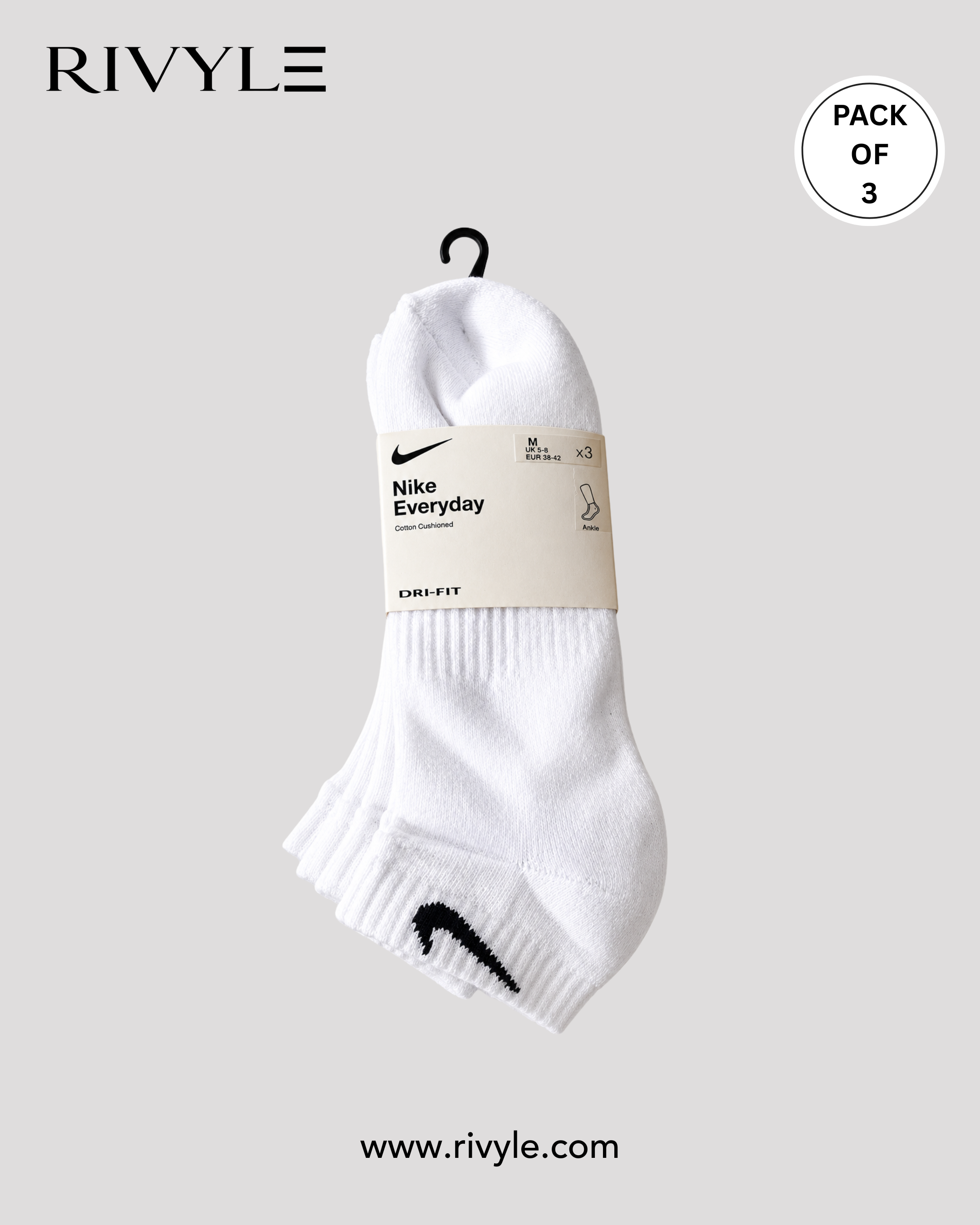 Rivyle Branded N-I-K-E Ankle Sock (Pack of 3)