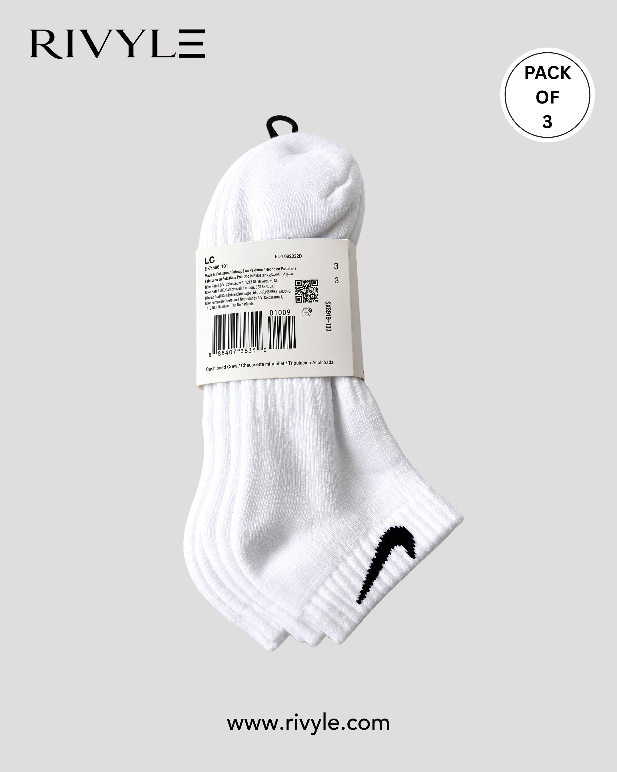 Rivyle Branded N-I-K-E Ankle Sock (Pack of 3)
