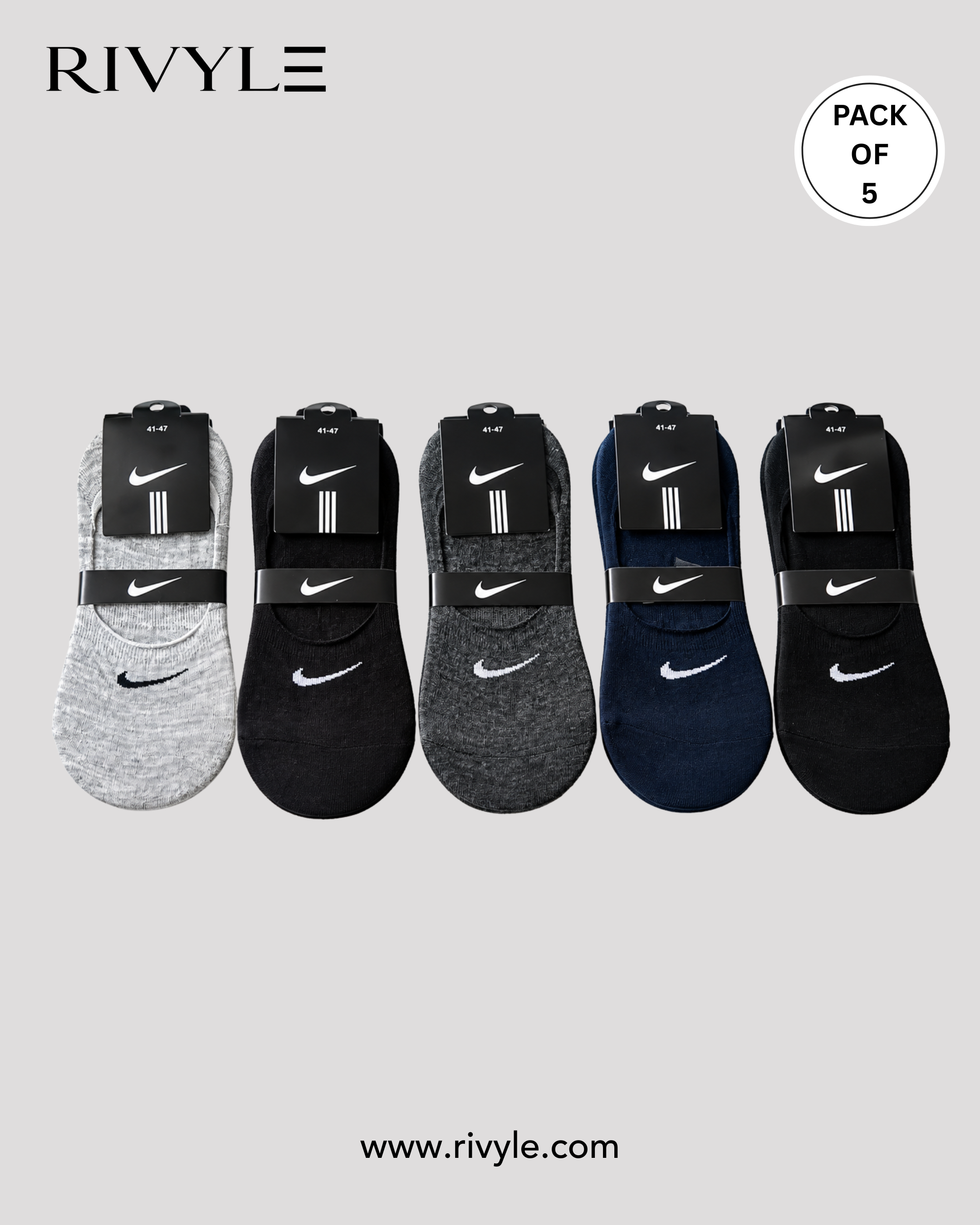 Rivyle Branded N-I-K-E Inside/Inner Sock (Pack of 5)