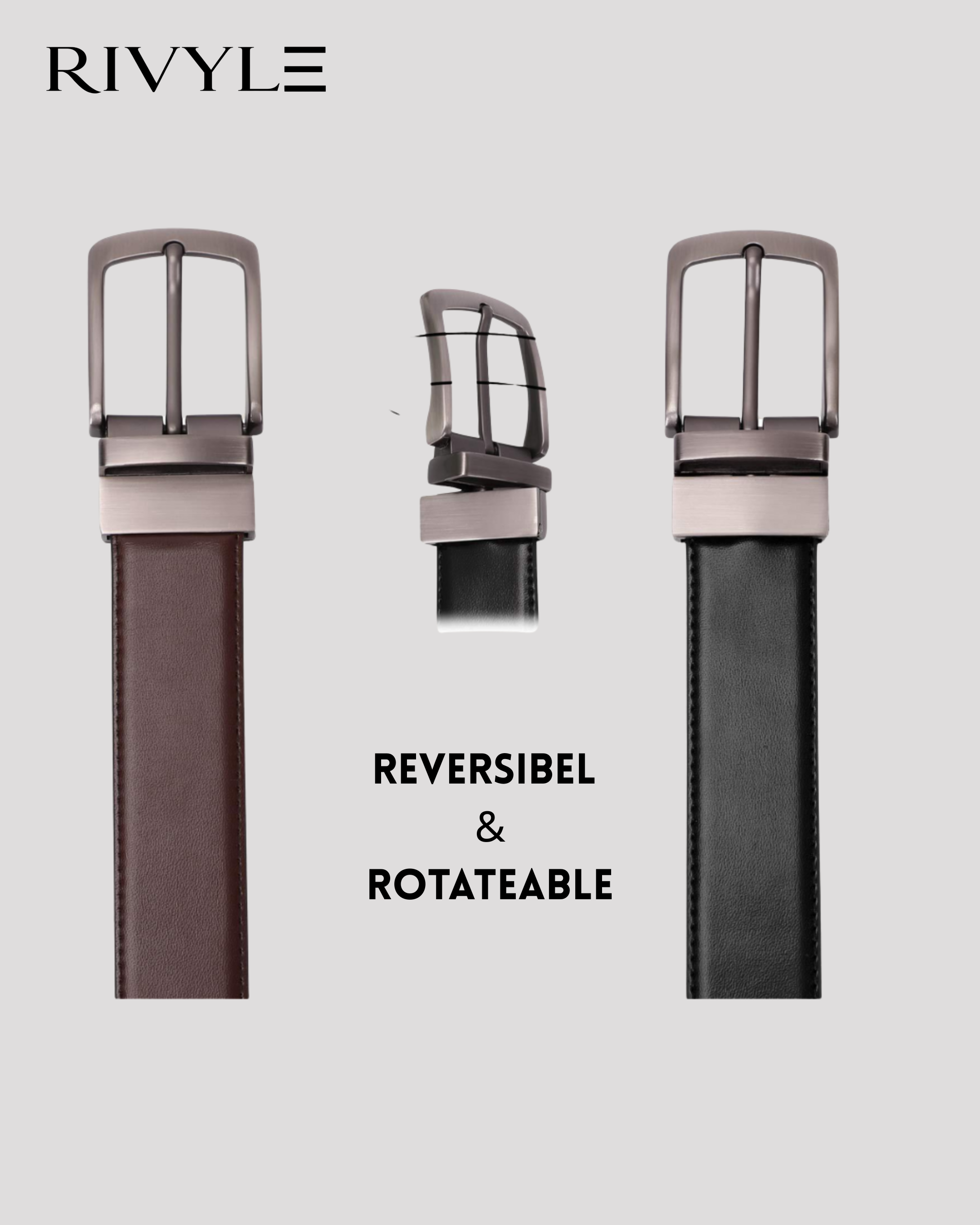 Rivyle Branded Reversible 2 in 1 Leather Belt