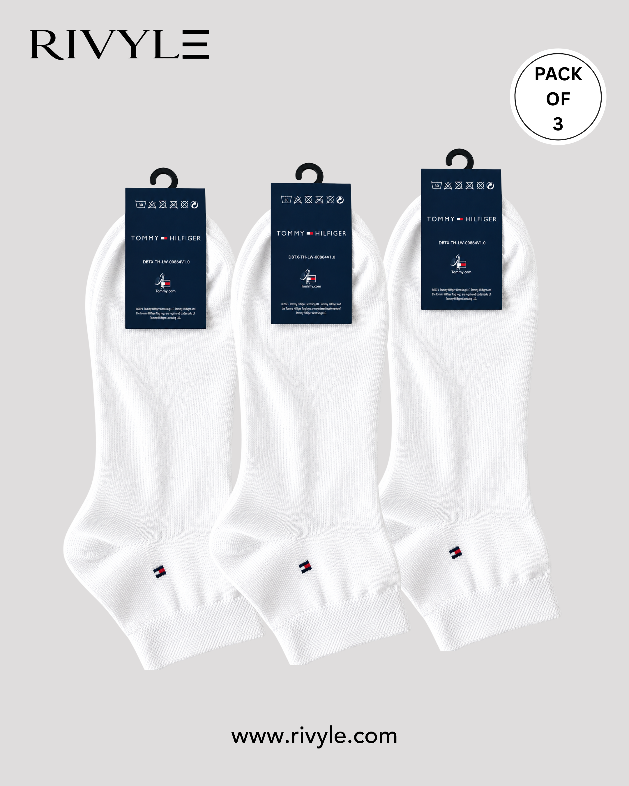 Rivyle Branded T-H Ankle Sock (Pack of 3)