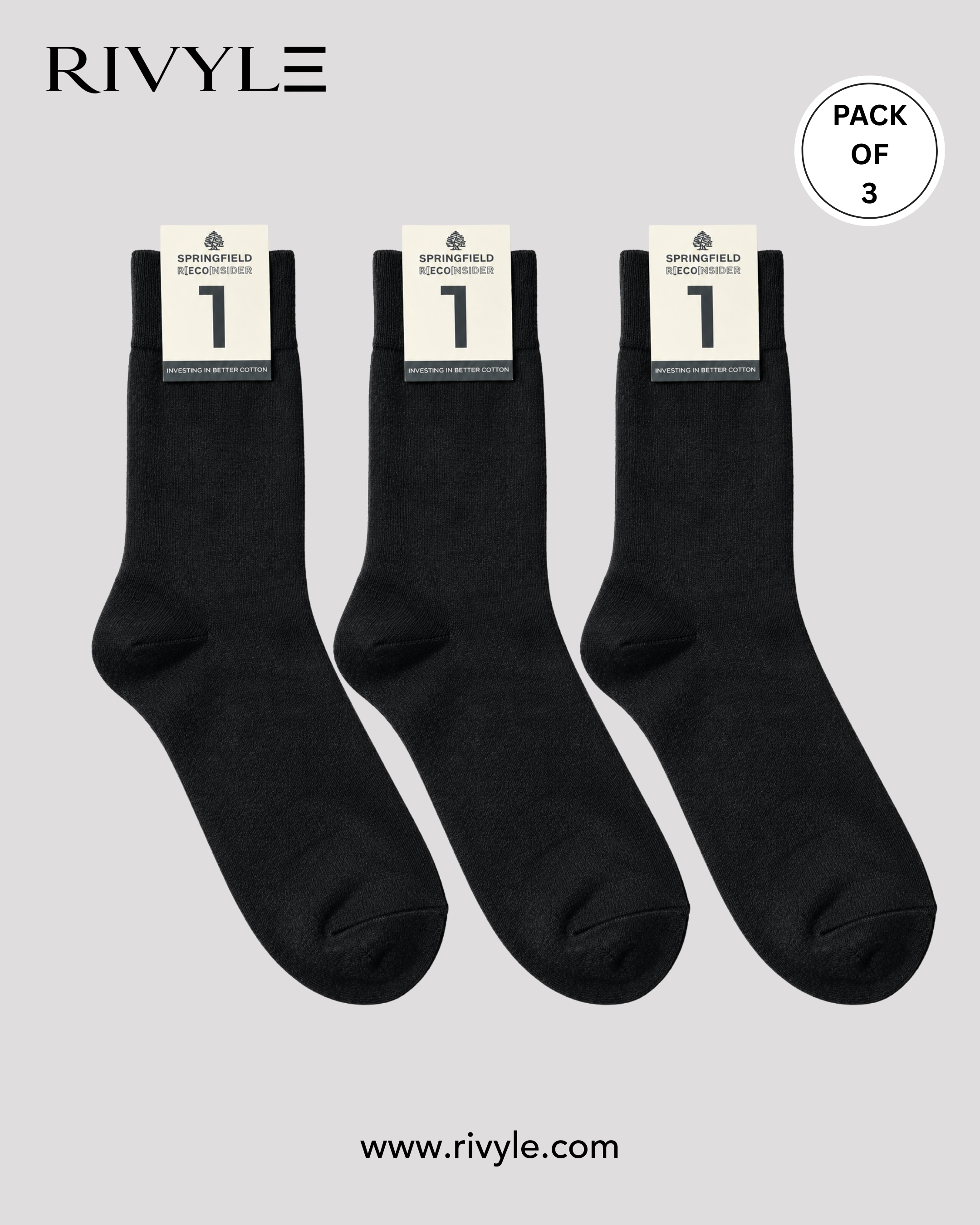 Rivyle Branded Springfield Full Sock (Pack of 3)