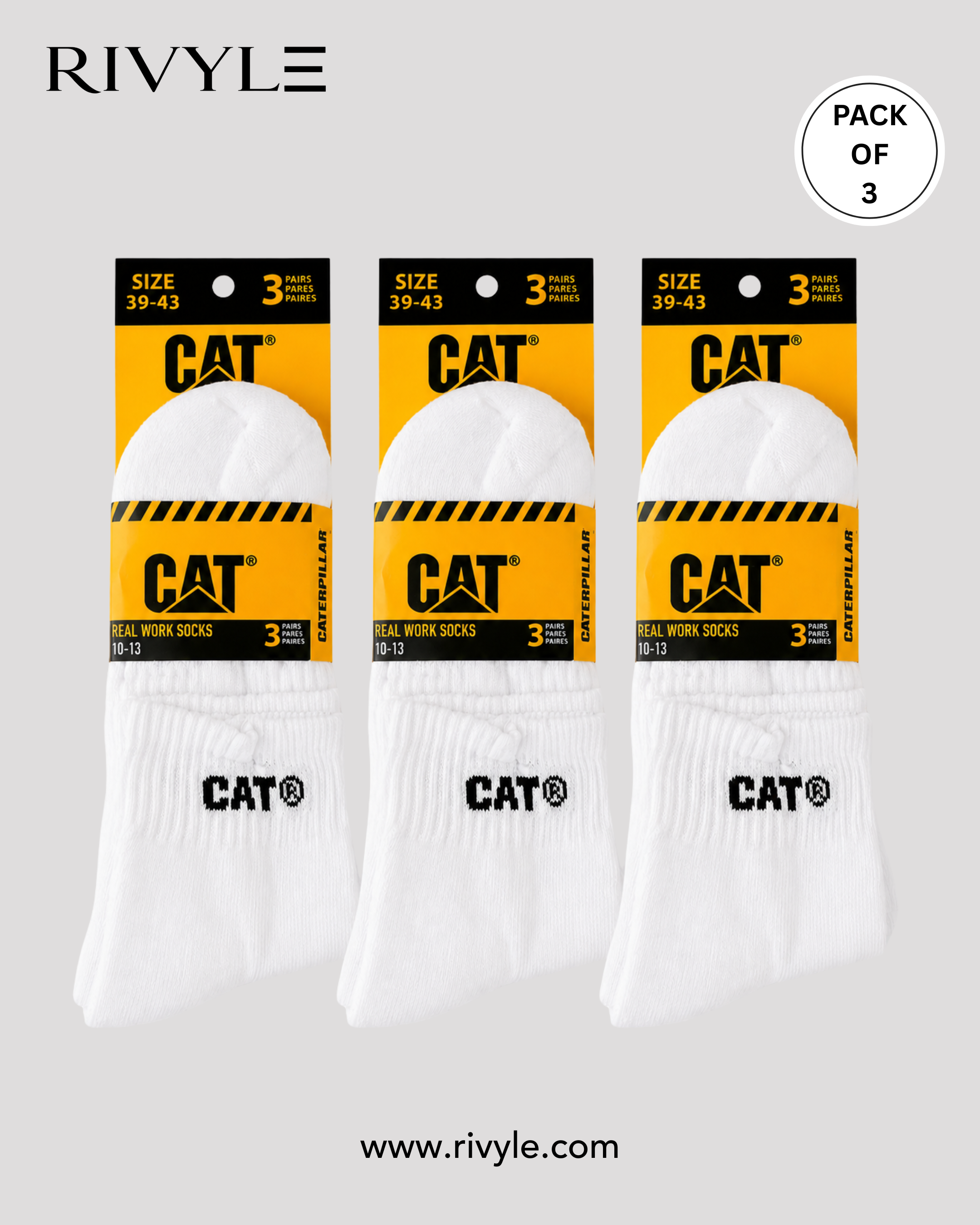 Rivyle Branded C-A-T work Sock (Pack of 3)